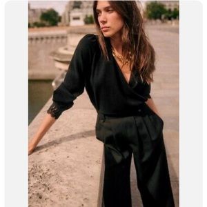 SEZANE AMÉLIE BLOUSE BLACK SIZE 36